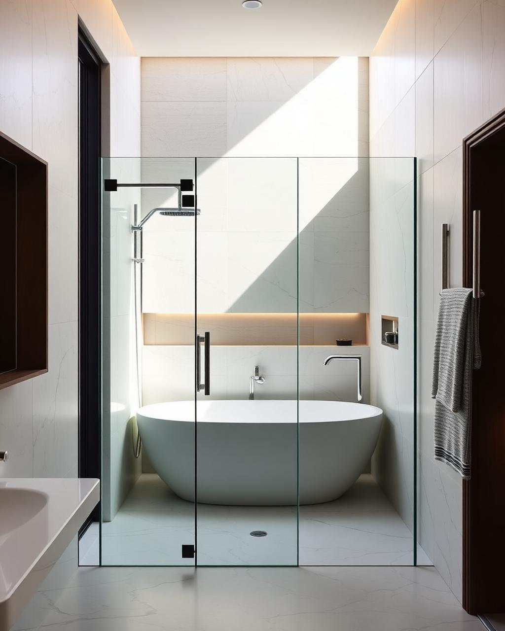 Frameless shower enclosure